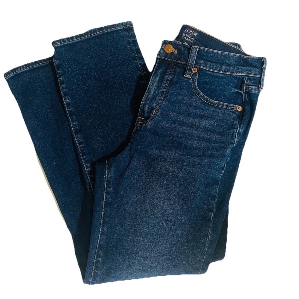 J. Crew Jeans Women’s 26 Essential Straight Dark Blue 5 Pocket Stretch #CD685